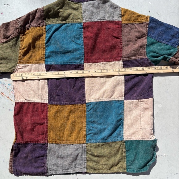 Men's Nepal Shirt Multicolor Patchwork L/XL India Hippie Yoga Namaste Spiritual - Picture 10 of 13